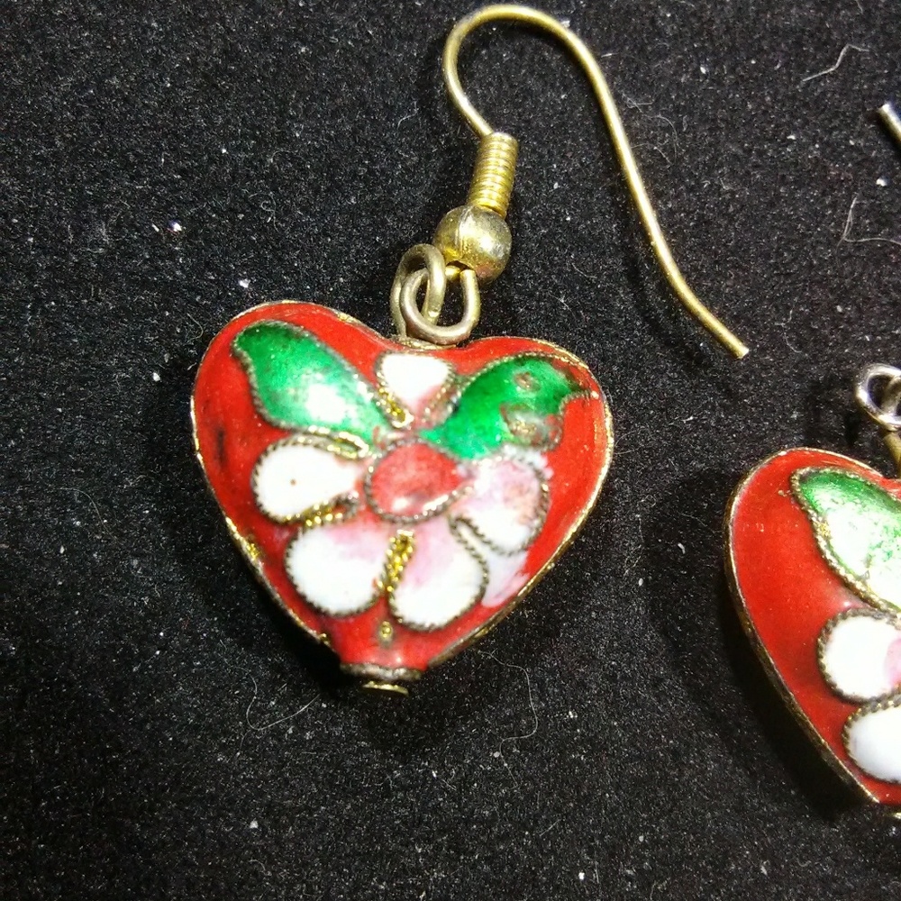 Vintage earrings enamel deco mid-century - Picture 2 of 5